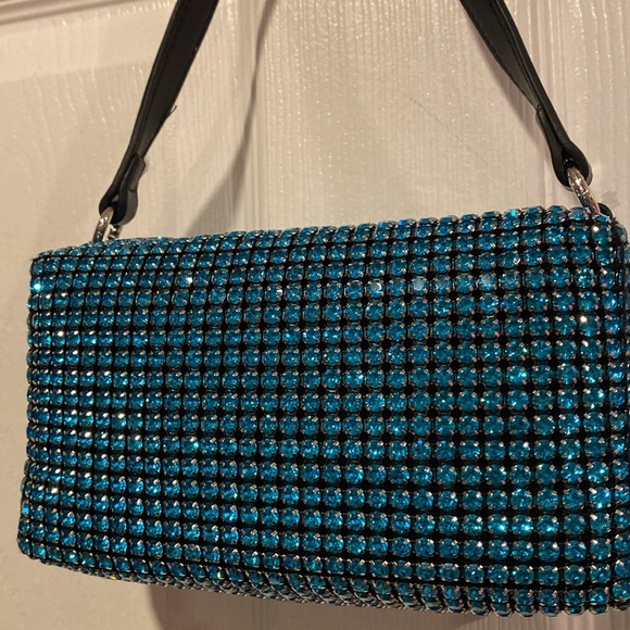 BNWT FOREVER & FOREVER Blue Rhinestone Shoulder Bag - Picture 3 of 7